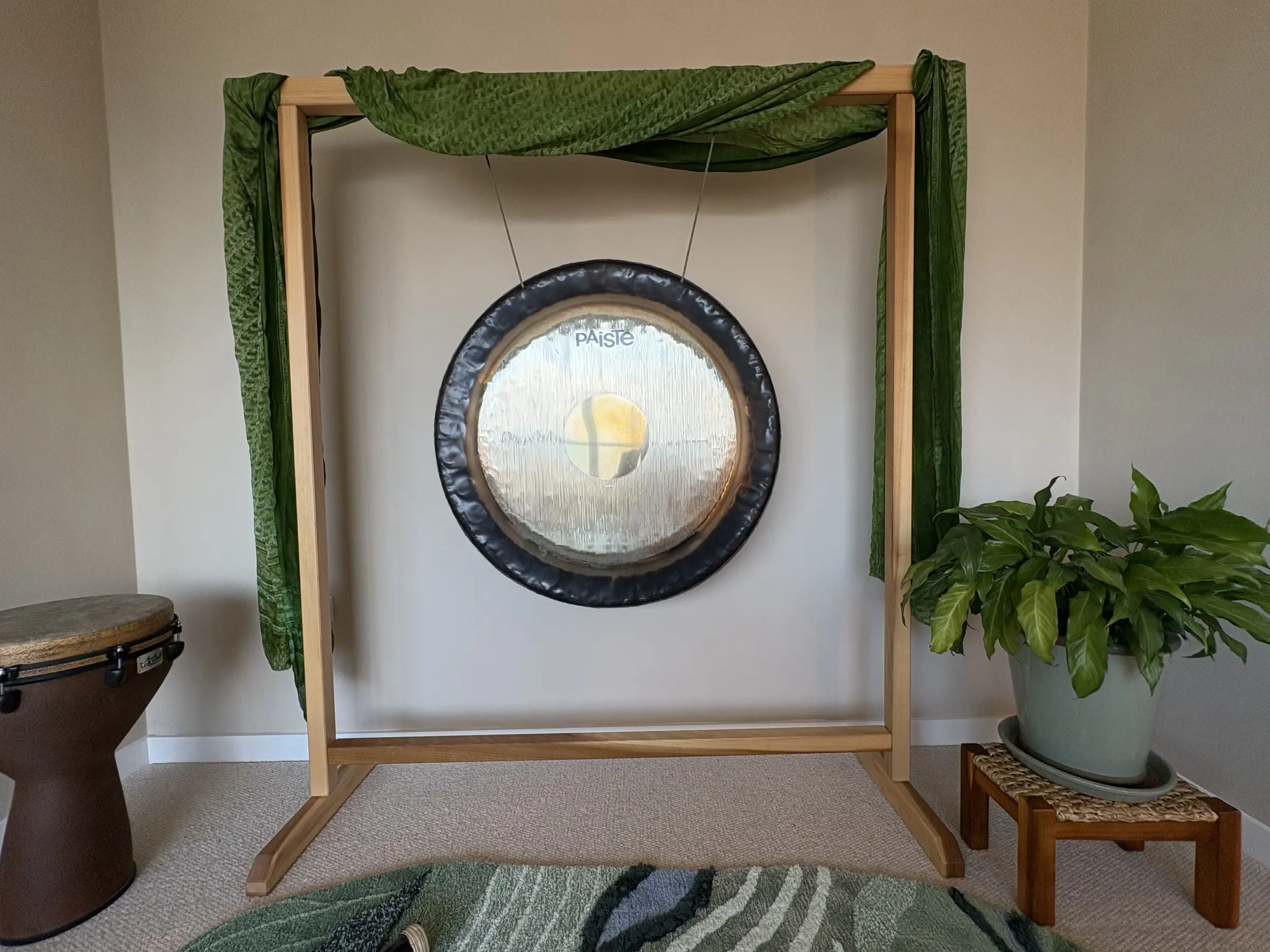 Gong and bowl arrangement in studio